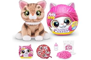 Pets Alive Smitten Kittens Surprise, Ginger, Nurture Play, Soft Toy Unboxing, Interactive, 10 Sounds, Ultra Soft Plushies, Adopt Electronic Pet Kitten (Ginger)