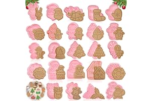 WAIMXDAO 24 Pezzi Formine per Biscotti Natalizi, Tagliabiscotti Natale Formine Biscotti Natale 3D Stampi Biscotti Natale, Formine Biscotti Natale per Decorare Torta, Biscotto, Dolci (Natale 24)