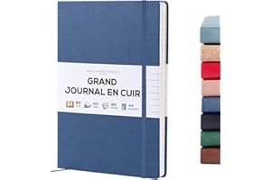 Beechmore Books Carnet de Notes Lignées - XL A4 Bleu Marine Journal Couverture Rigide Premium Cuir Vegan, Papier Ligné Crème Épais 120 g/m², Boîte Cadeau, pour Écrivain, Journaliste, Réunion, Étudiant