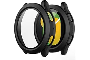 Misxi 2 Stück Hard PC Schutzhülle Hülle mit Gehärtetem Glas Kompatibel mit Samsung Galaxy Watch 5 Galaxy Watch 4 40mm, Rundum Case Schutz mit Displayschutzfolie für Galaxy Watch5/4, Schwarz