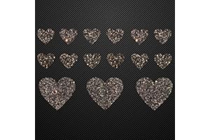 ‎GLITZERDEALS Glitzerdeals Bügelbild Glitzer Set 15 Herzen in Glitzer schwarzgold Glitzerbild zum Aufbügeln Herzen Glitzerflex Herz Bling Aufbügler Herzen