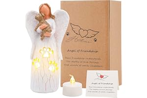 CHUANGLI Angel Figurine of Friendship Dog Memorial Candle Holder Statue Pet Loss Sympathy Angel Gift Dog Angel Figurines Decor for Grieving Pet Dog Owners