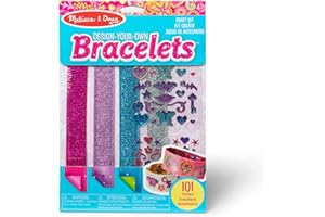 Melissa & Doug - Kit Diseña tus Propios Brazaletes, Kit para Hacer Pulseras Niña con 4 Brazaletes Doble Cara y 101 Pegatinas Reutilizables - 6073143 - Manualidades Niñas - Regalo Niña 4 años +