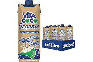 Vita Coco Organic Coconut Water 6x1L, Packed With Electrolytes, High in Vitamin C and Potassium, No Fat, Low in Calories, Non-GMO, Gluten-Free, Vegan