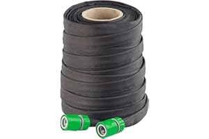 Royal Gardineer Wasser Schlauch: Flacher Perlschlauch, Schnellanschluss-Kupplungen & Stopp-Ventil, 50 m (Heckenschläuche Bewässerung, Schlauch Bewässerungssystem, Rasensprenger)