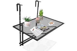 ‎GIANTEX GIANTEX Balkontisch klappbar Hängetisch, Balkonhängetisch in 5 Stufen höhenverstellbar, Klapptisch Gartentisch zum Einhängen, stabile Dreiecksstruktur, Hängetisch Balkon Terrasse (Höhenverstellbar)