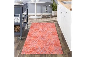 renoazul® Washable Non Slip Soft Abstract Rugs, 80 cm x 150 cm, Amor Brick, Perfect for Kids Room, Dining Room, Lounge, or Bath Room