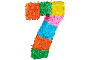 Relaxdays Pignatta per Feste di Compleanno, Numero 7, da Appendere, per Bambini e Adulti, da Riempire, Colorata