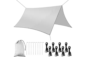 Flintronic 3M*3M Tent Tarp Waterproof *1, Hammock Rain Fly Tent Tarp, Lightweight Waterproof Camping Shelter, Portable Windproof Snowproof Tarpaulin, for Sunshade Camping Outdoor, Ivory White