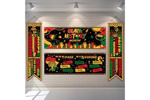 Harloon 4 Pcs Black History Month Banner Inspirational Door Porch Sign Decorations Black History Backdrop African American Classroom Decor for Wall Indoor Outdoor Black History Month Party Supplies