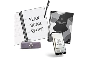 Rocketbook Fusion Smart Reusable Notebook - Executive A5 - Camo, 7 Page Styles To Maximise Productivity, FriXion Pen and Wipe Included
