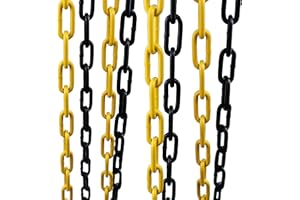 AZATEMGO Metal Barrier Chain – Two-Tone Black/Yellow – Warning Chain 5 Metres Barrier 4 mm 2 Carabiners – Robust Stable – Garage Access Parking Barrier Used