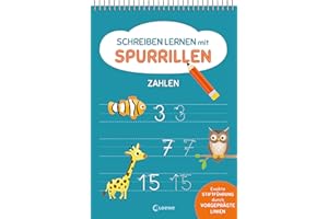 Schreiben lernen mit Spurrillen - Zahlen: Schreibblock mit vorgeprägten Linien für Vorschulkinder ab 5 Jahren