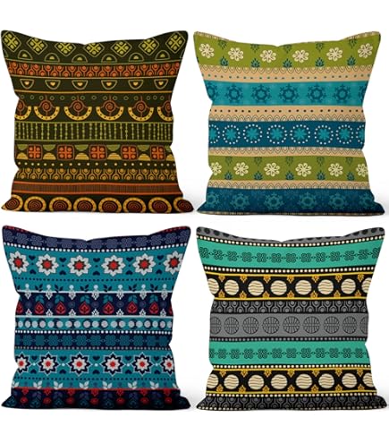 Federa Cuscino 40x40 Cm Boho Etnico Ricamato Con Specchi, Bianco, 2 Pezzi - 2