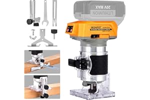 IRONFIST Cordless Palm Router for DEWALT 20V MAX Battery, Wood Trimmer Woodworking Trimmer Brushless Motor 6 Speeds Adjustable 1/4" Collet Suitable for Home Repairing, DIY, Carving (NO Battery)