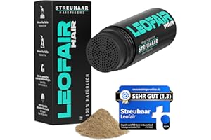 Leofair Haarverdichtung - 100% natürlich - Streuhaar für volles und dichtes Haar in Sekunden! Schütthaar in Premium Friseurqualität - 28g - Perfekter Look für Männer & Frauen (Hellbraun)
