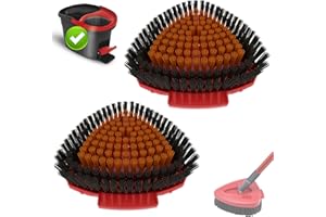 GENERISCH 2 Stück Bublador Spin Wischmop Scheuerbürste Ersatz Kopf Kompatibel mit vileda Turbo wischmopp und Boden Bürsten Mop, Dreieck harte Borsten Reinigungsbürste für Badezimmer Küche Pool,Garage,Terrasse