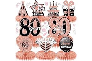 LWAIX 10pz Centrotavolo Compleanno 80 Anni Decorazioni da Tavolo Compleanno Oro Rosa Toppers da Tavolo per Uomini e Donne (80)