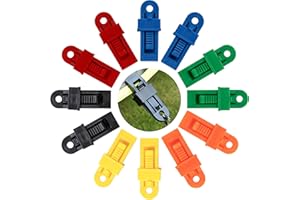 ISIYINER Tent Clip Heavy Duty Plastic Tarp Clips Multi-Purpose Windproof Awning Clamps with Strong Lock Grip for Outdoor Camping Holding Up Tarp, Canopy, Sun Shade, Car Cover 12 Pieces (Multicolor)