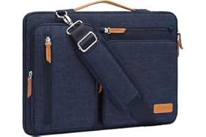 ‎MOSISO MOSISO 360 Schütz Laptoptasche 16 Zoll, 15-15,6 Zoll Umhängetasche Kompatibel mit MacBook Pro 16, HP, Dell, Lenovo, Asus, Seite Offen Schultertasche mit 4 Reißverschlusstaschen&Griff, Marineblau