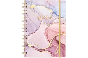 A5 Notebook - Artfan Notebook A5 Twin-Wire Binding, Elastic Closure, Premium Lined Pages, 21 cm × 16 cm, Pink and Gold