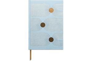 Designworks Ink Wildleder-Tagebuch mit 160 linierten Seiten, Leseband und Aufbewahrungstasche für Arbeit, Schreiben, Tagebuch, blaues Tagebuch mit geometrischem Bogen-Punkt-Design