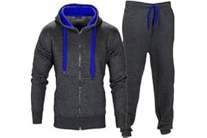 shelikes Mens Tracksuit Set Full Sleeve Fleece Zipper Hoodie Top Bottoms Jogging Joggers Sports Sweat Suit