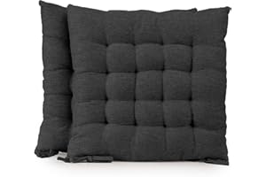 DH DREAMER HOME – Pack de 2 Cojines para Silla 40x40x5 cm – Uso Interior y Exterior, Extra Suaves y Acolchados, Funda de Poliéster y Relleno de Fibra Hueca Lavable - Nórdico Negro