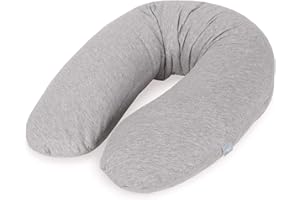 ‎CEBA BABY Ceba Baby Stillkissen - Schwangerschaftskissen aus 100% Baumwolle, Groß, mit EPS-Mikroperlen - Zertifiziert nach Öko-Tex Standard 100 - Antiallergisch, kindersicher - Länge 190 cm - Melange Grau