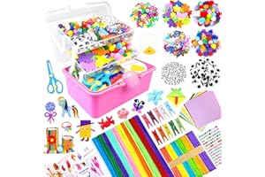 BNUZEIYI Lavoretti Creativi per Bambini DIY Art Craft Set Scatola Lavoretti Bambini a 3 Strati Scovolini Materiali per Scuola Regali Giochi Creativi Ragazzo Ragazza 4-8, 8-12 Anni, Rosso
