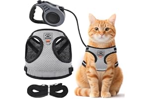 Mexgcom Katzengeschirr mit Leine Ausbruchsicher, Softgeschirr für Katze Brustgeschirr, Katze Hunde mit 5 m/16,4 Fuß Katzenleine Verstellbar Katzenweste (M)