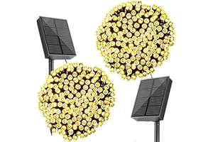 SOLARBABY 2 Pezzi Catena di Luci Solari per Esterni, Catena Luminosa Esterno Solare, 20M 200LED Luci Solari da Giardino 8 Modalità Luce Esterno Decorazioni per Giardino,Natale,Matrimonio-Bianco Caldo