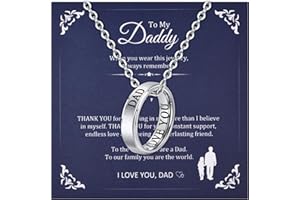 TempBeau Mens Necklaces for Dad Gifts : Daddy Ring Necklace with 60cm Chain Silver Jewelry Pendant Stainless Steel Jewelry Gift for Father Christmas Thanksgiving Day Birthday