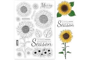 GLOBLELAND Girasoli Trasparenti Timbri Timbro in silicone Carte Foglie Timbro Sigilli trasparenti per la creazione di carte Decorazione e Scrapbooking