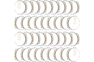 Lukmaa 36 Set 6 Inch Wedding Tambourines Bulk for Adults Wooden Hand Held Drum with Metal Jingles, Gift Tags, White Tambourine Gift Musical Instrument for Church Wedding Party Favor