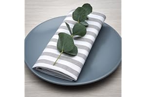 FILU Servietten 4er Pack Grau/Weiß gestreift (Farbe und Design wählbar) 45 x 45 cm - Stoffserviette aus 100% Baumwolle im skandinavischen Landhausstil