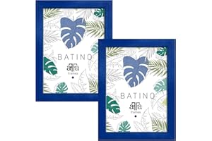 aFFa frames, Batino, Pack de 2 uds Marco de fotos de madera, Ligero, Rectángulo, con cristal acrílico, fondo HDF, Azul Marino, 15 x 21 cm