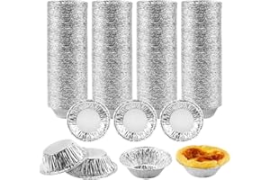 SUEVUT Lot de 400 moules à tartelettes Nata Pasteis, 7 x 2,5 x 4 cm, jetables, en aluminium, pour tartes à confiture et cuisson
