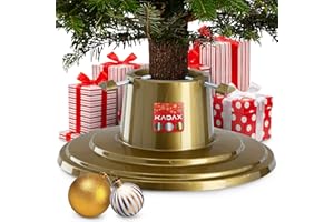 ‎KADAX KADAX Stojak na choinkę z pojemnikiem na wodę, stojak na prawdziwe drzewo, stojak z tworzywa sztucznego na choinkę (złoty/wysokość choinki do 2 m)