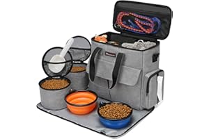 Modoker Von Fluggesellschaften zugelassene Haustier-Reisetasche, Wochenend-Hundereiseset für Hund und Katze, von Fluggesellschaften zugelassener Trage-Organizer mit Multifunktionstaschen, grau