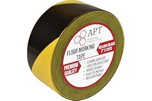 APT ADVANCED POLYMER TAPE APT, (2-inch Width X 36 Yds Length) Single Roll PVC Marking Tape, Premium Vinyl Safety Marking and Dance Floor Splicing Tape, 6 mil Thick, (2-inch Yellow & Black)