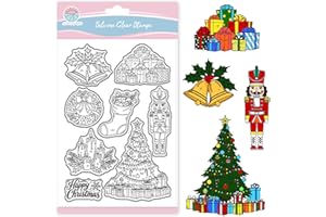 GLOBLELAND Tampons Transparents Arbre de Noël pour Création de Cartes Boîtes Cadeaux Tampons Silicone Transparents Chaussettes Noël
