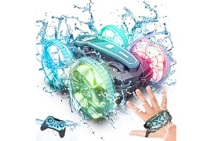 Tecnock Amphibious Remote Control Cars Boat, 4WD Gesture RC Car with Waterproof Remote Control, All Terrain RC Stunt Car with LED Lights, Pool Toys for Kids Ages 8-12, Kids Toys Gifts for Boys Girls