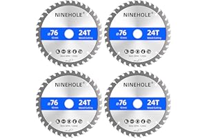 NINEHOLE 4 sztuki Brzeszczot do Piły Tarczowej 76 x 10mm, Tarcza 24 Zębów, do Drewna, Sklejki, Laminatu, Płyt Kartonowo-Gipsowych, Plastiku