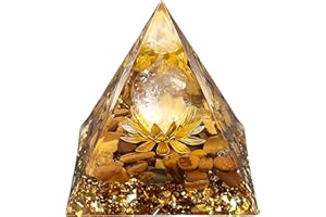 ETERNALORGONE Orgon Piramida Kwiat Życia Orgonit Pieniądze Uzdrawianie Kryształy Piramida dla Pozytywnej Energii z Kamieniami Tygrysa i Szczęście Biały Kryształ, który promuje bogactwo, dobrobyt i atrakcje Sukces