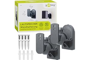 Goobay Wandlautsprecherhalterung – Universalhalterung für Lautsprecher (3,5 kg) – 20° Neigungs- & 70° Schwenkverstellung – sichere und einfache Installation – werkzeuglose Ausrichtung –Schwarz 49393