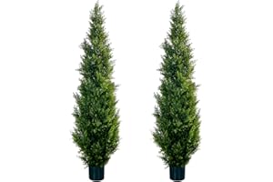 Leflos Árbol topiario de Cedro Artificial, Árbol topiario de Cedro Artificial de 150cm, Decoración de ciprés Artificial para salón, Oficina, Fiestas y Festivales, 2pcs