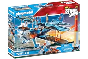 Playmobil Air Stunt Show 70831 Phoenix Biplane, Toy Plane with Engine Sound Effects, Aeroplane Toy for 5+ Year OIds