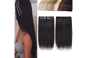 S-noilite Extension Clip Capelli Veri Volume Cushion 20 cm (12 g) Fascia Unica 2 Clips 1B# Nero Naturale Colorati Remy Capelli Umani Invisibili Tessitura Naturale