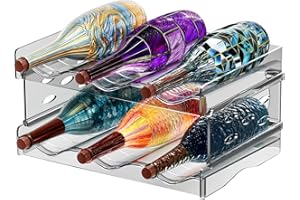 NENULL 2 Set Portabottiglie Frigo Porta Bottiglie Impilabile Acqua di Vino Frigorifero Plastica Contiene Fino A 6 Bottiglie Porta Borracce Da Cucina Organizer Frigo per Armadi Soggiorno Cucina Ufficio